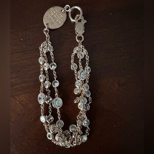 Henri Bendel Uptown 3 Row Rose Gold Bracelet with Clear Crystals VGUC